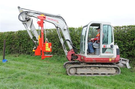 vector post driver mini excavator|mini ex post hole digger.